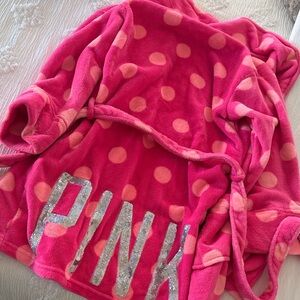 Pink Polka Dot Robe with Sequin Lettering